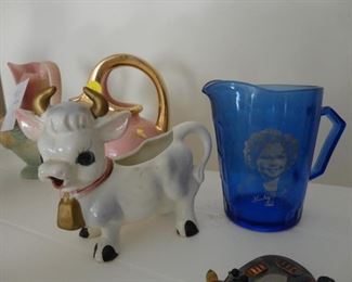 1930's Shirley Temple Pitcher Colbalt Blue