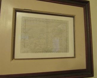 Many framed antique maps 