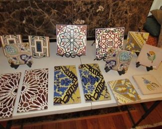 Antique hand-painted tiles