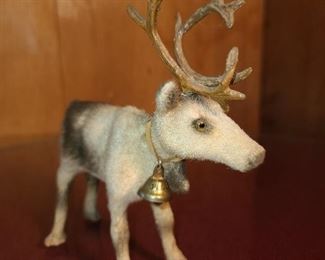 Vintage Flocked Elk Toy Figure