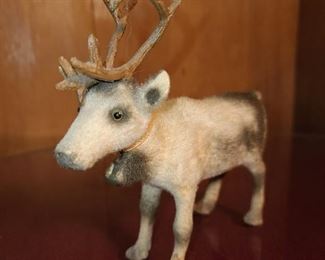 Vintage Flocked Elk Toy Figure