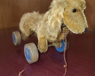 Steiff Dog On Wheels