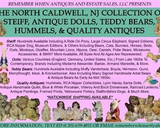 The North Caldwell, NJ Collection Of Steiff, Antique Dolls, Teddy Bears, Hummels, & Quality Antiques