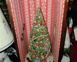 Antique Handmade Christmas Tree Diorama