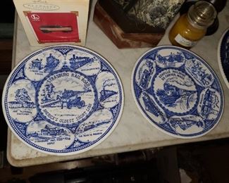 Blue & White Train Plates