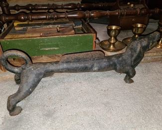 AWESOME ANTIQUE SOLID CAST IRON WEINER DOG BOOT SCRAPER...HEAVY!