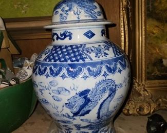 Blue & White Porcelain Urn