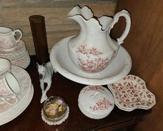 Large Red & White China Set ("Chelsea Toile" By Queen's)