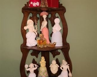 Avon Bottles & Wooden Corner Shelf
