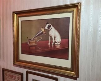 LARGE Framed RCA Nipper Dog