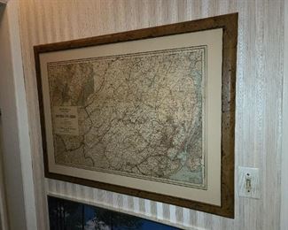 Framed Hammonds Road Map Of Northern New Jersey