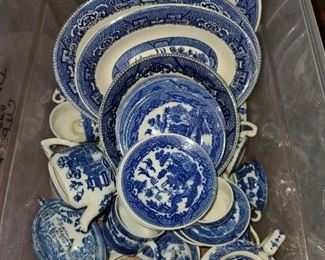 Blue & White Willow Tea Set