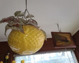 Yellowware Hanging Planter