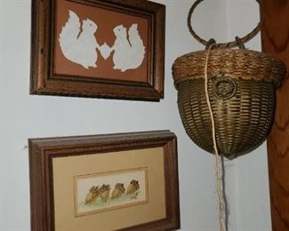 Framed Squirrel Silhouette & Nut Basket