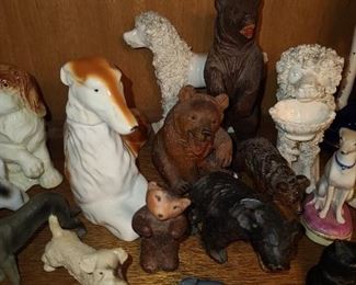 Antique Dog Porcelain Statues