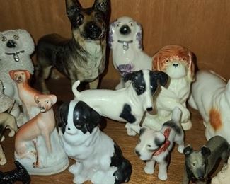 Antique Dog Porcelain Statues
