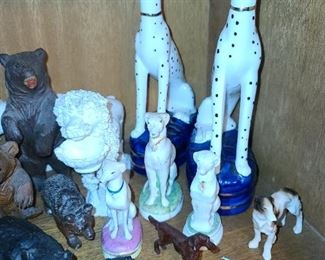Antique Dog Porcelain Statues