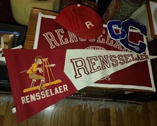 Vintage Rensselaer Collegiate Pennant, Hat, & Banner