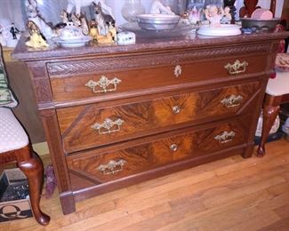 Antique Carved Dining Room Buffet Cabinet