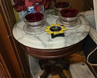 Vintage Small Round Marble Top Table