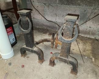 Antique Cast Iron Fireplace Andirons