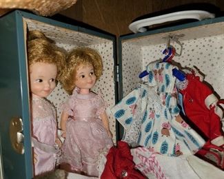 Vintage Dolls W/ Clothing & Carrying Case