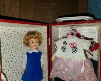 Vintage Doll W/ Clothing & Carrying Case