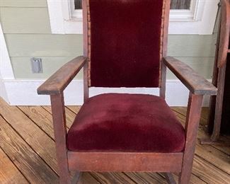Rocking chair with velvet upholstery