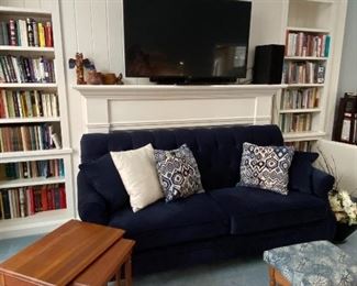England Inc. Navy Sofa, Maple Nesting Tables, Lots of Books