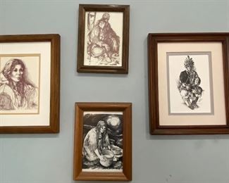 Native American Drawings by Michele Gauthier, 1984