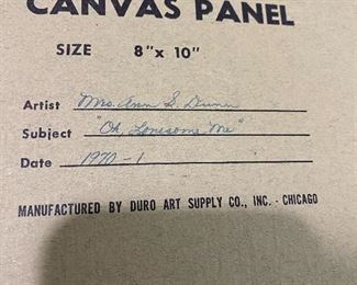 Label on back of Original Art - Ann Dunn, 1970 "Oh Lonesome Me"