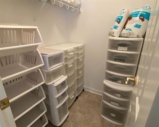 Storage Containers, Bagged Fabric Remnants