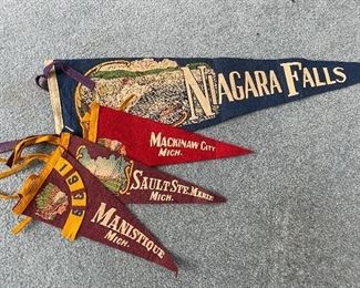 Vintage Local Pennants! - Manistique, Sault Ste Marie, and Mackinaw City Michigan, and Niagara Falls