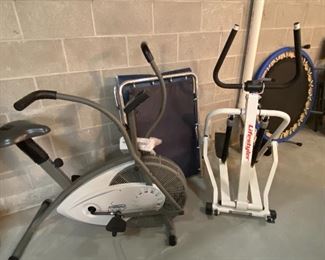 Upright Exercise Bike, Foldout Cot, Lifestyler Stepper, Personal Trampoline