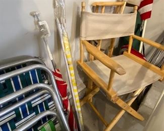 Folding Director's Chairs, Clip-On Umbrellas, Folding Lawn Chairs