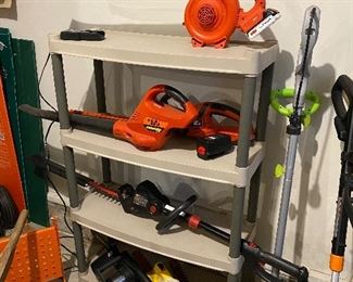 Leaf Blowers, Hedge Trimmer, Lawn Edger, Weed Wacker, Garage Shelving