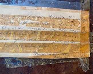 "My grandfather Walter F. Judge won this picture for being the best speller in the Edenville School in 1866 when he was ten years old. The year after Pres. Lincoln died." - Mildred Smith, Edenville, Michigan.