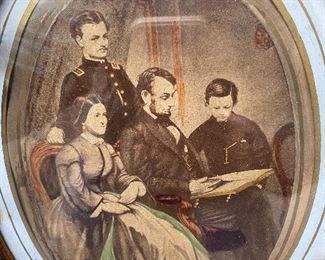 Antique Engraving of President Lincoln & Family in White House 1865 Original Frame. The Picture was Painted by F. Schell and Published by John Dainty. Engraved by A.B. Walter. Has a very nostalgic reference in writing on the back (next photo).