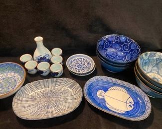 Serving plates and saki set
