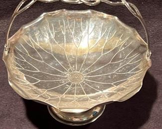 022 Asian Silver Bon Bon Dish With Handle