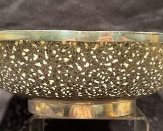 026 Asian Pierced Metal Silver Center Bowl