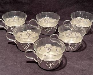 030 Hohmann Katz Germany Tea Cups With Holders
