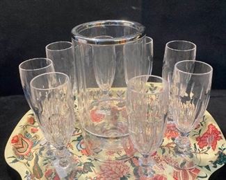 Barware assortment on metal tray