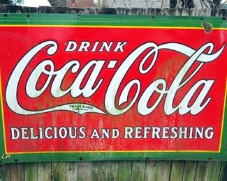 Metal Double Sided Enameled Coca Cola Sign, 36" x 60"