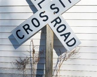 Metal Railroad Crossing Street Sign