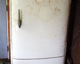 Vintage 1950s Refrigerator With Ice Box, Unknown Manufacturer, Plugged In And Running, 59" x 31" x 26"