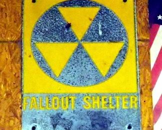 Metal Fall Out Shelter Signs, Qty 2, Approx 16" x 10", And 22" x 16"
