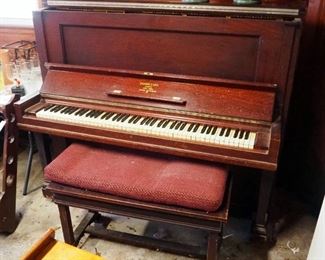Steinway And Sons Upright Piano, Vertegrand No. 133906, 52" x 58" x 27",Includes Flip Top Piano Bench