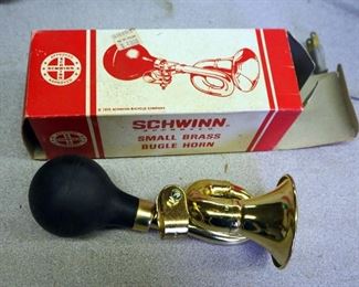 Schwinn Small Brass Bugle Horn, Part No 05003, In Original Box