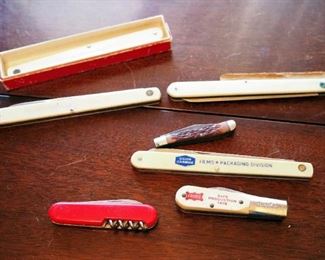 Promotional Pocket Knives, Leatherman, And Straight Razors, Total Qty 9